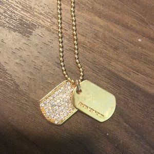 Michael Kors dog tag gold necklace